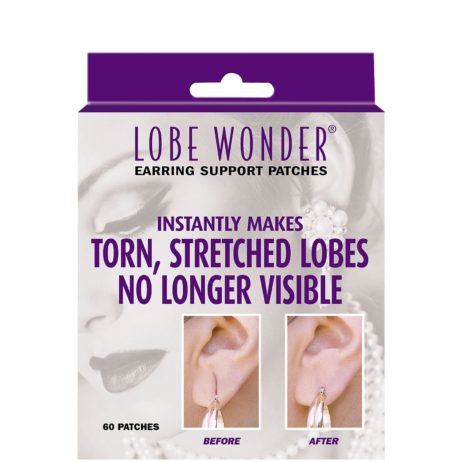 Lobe Wonder - The ORIGINAL Ear Lobe Support Patch for Pierced Ears -  Eliminates the Look of Torn or Stretched Piercings - Protects Healthy Ear  Lobes from Tearing - 60 Patches - Clear & Latex-Free : Health & Household 